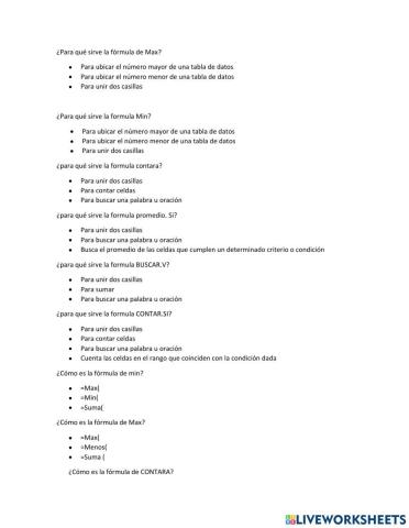 Preguntas de formulas en Excel