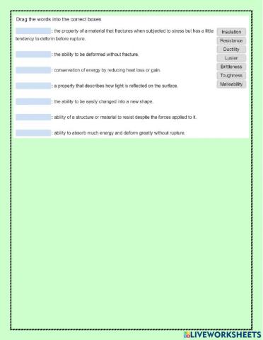 Properties of materials