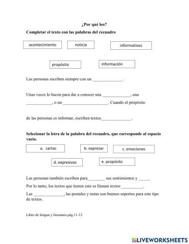 Textos informativos y persuasivos:¿ Por qué leo?
