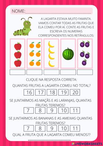 Alimentos da lagarta comilona