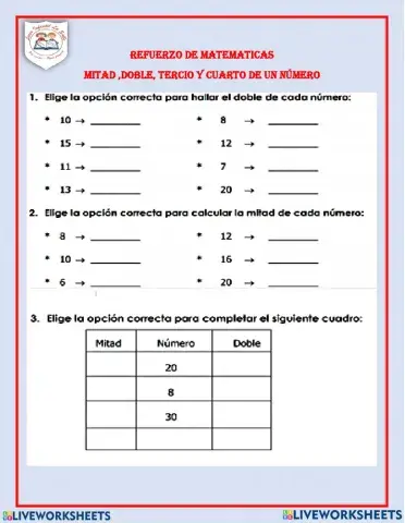 Doble , mitad.