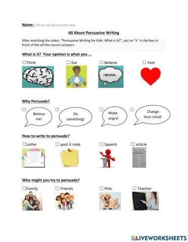 All About Persuasive Writing w visuals
