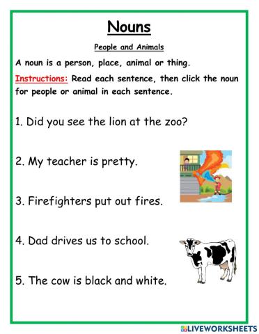 Nouns for people and animals