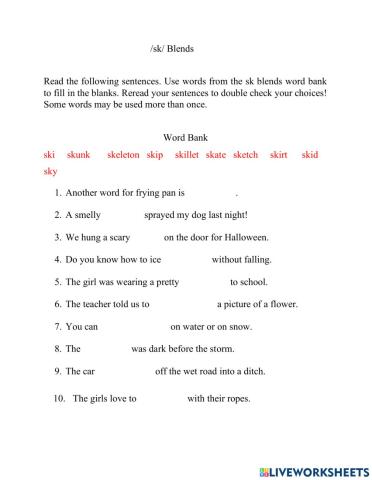Sk blend worksheet