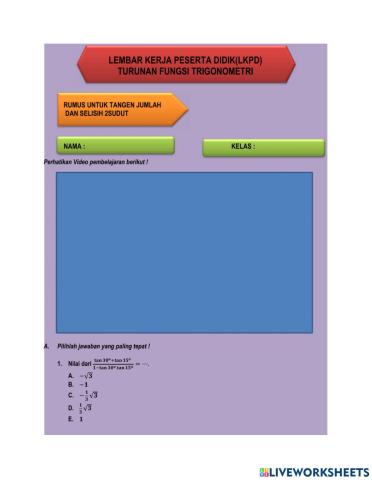 Lkpd Identitas Trigonometri