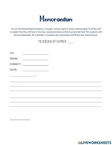 Memorandum exercise