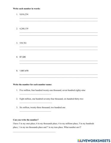 Writing Whole Numbers