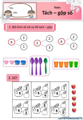 Toán: Tách gộp số - Tuần 4