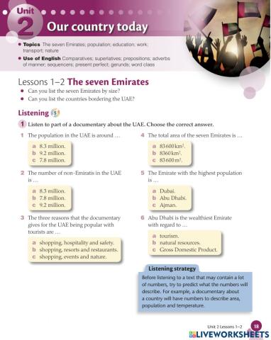 Grade 11 General Lessons 1–2 The seven Emirates