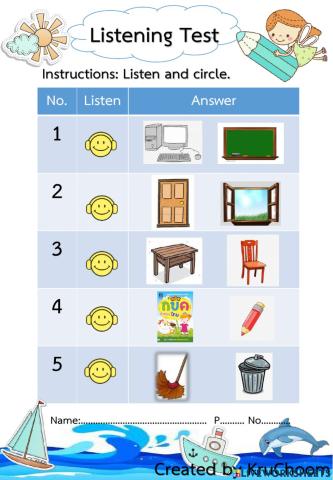 Listening Test:Things in class by Kru Choom