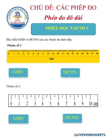 Phiếu học tập số 1 sự dài ngắn phép đo độ dài
