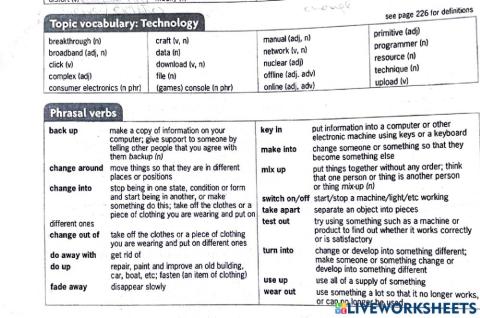 Advanced phrasal verbs worksheet 1