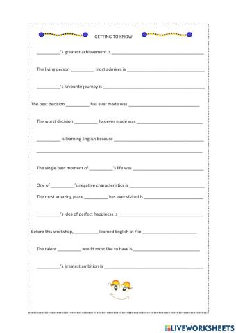 Getting to know each other - advanced