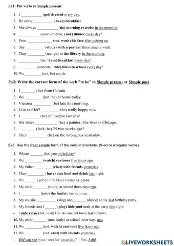 Simple present + Past simple