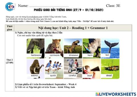 Phiếu giao bài - September - Week 4