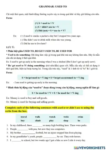 E9 - Grammar - Used to