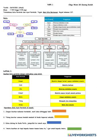 Latihan 1 : Kata Perintah dan Ayat Perintah