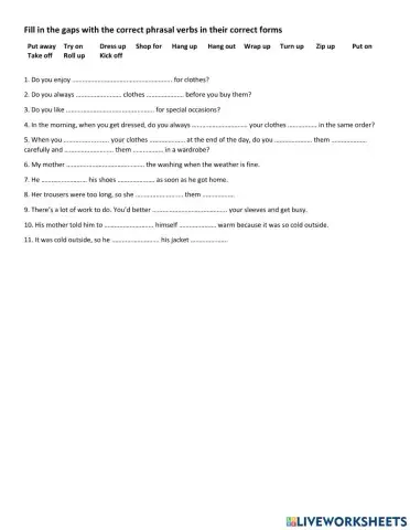 Phrasal Verbs - Gap-filling