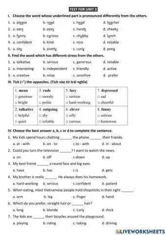 TA6-Test for Unit 3 (MLH)