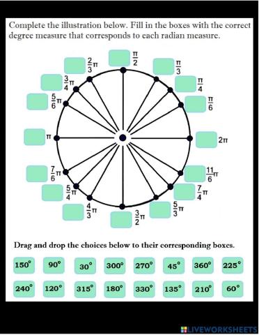 Assignment Converting Radian Measure to Degree Measure and Vice Versa