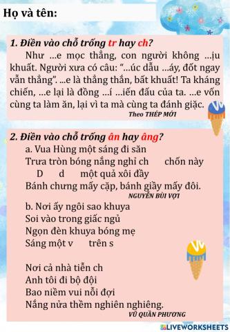 Bài tập chính tả 4