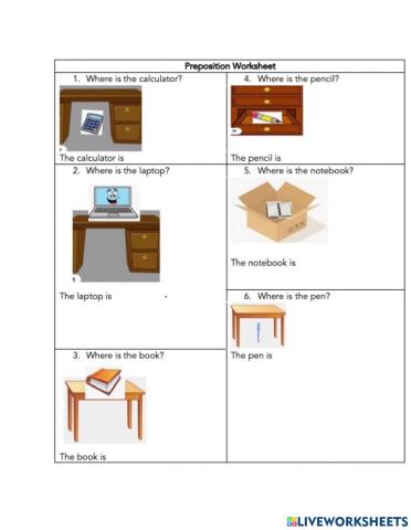 Prepositions Worksheet MJW