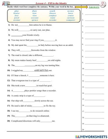 Lesson 4 - Fill in the Blanks