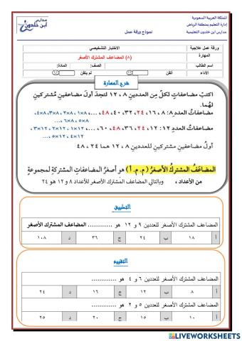 المضاعف المشترك الأصغر   (8)