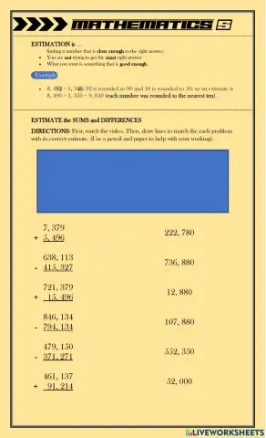 Estimating Sums and Differences