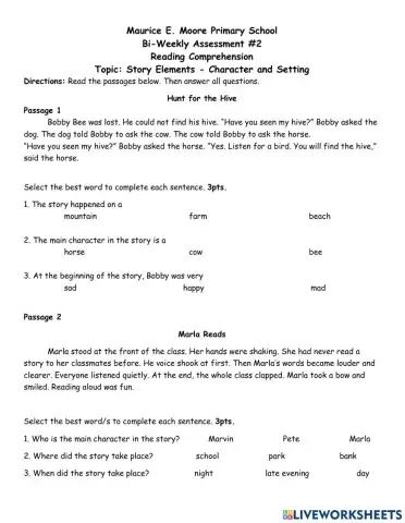 Story Elements: Characteristics of a Good Listener and Character and Setting