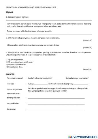 Jawapan soalan eksperimen kekuatan tulang