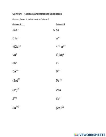 Convert Radicals and Rational Exponents - Connect