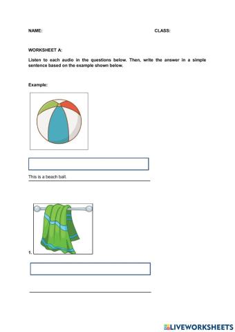 Worksheet A: Going To the Beach