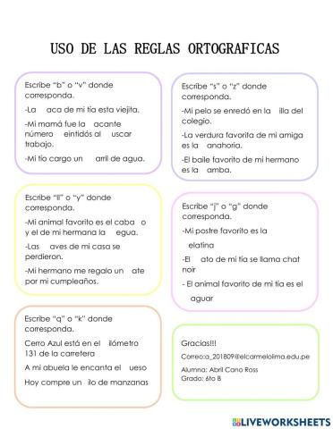 Uso de las reglas ortográficas