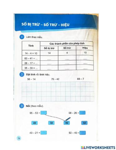 Số bị trừ - Số trừ - Hiệu (tiết 1)