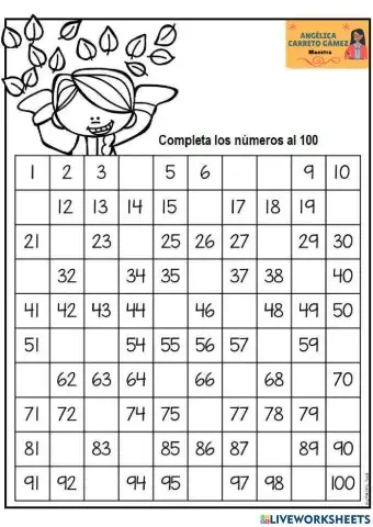 Repaso de los números del 1 al 100