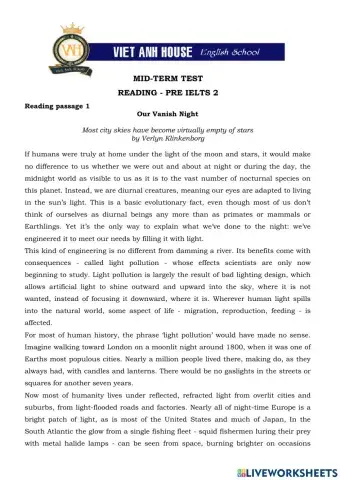 Inter IELTS 1.5.1 - Midterm Reading 1