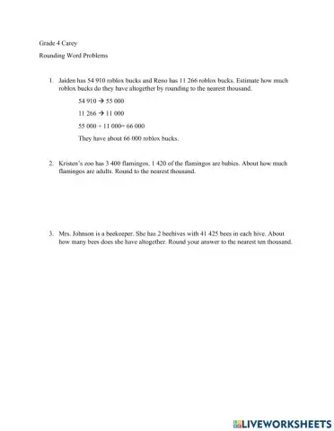 Rounding word problems
