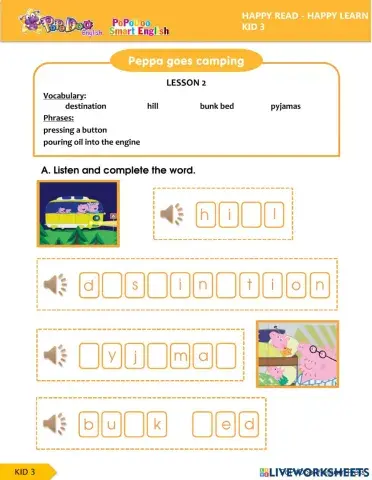 Peppa goes camping lesson 2