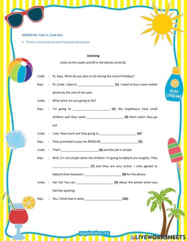 LESSON 64: Cash I, Cash Out