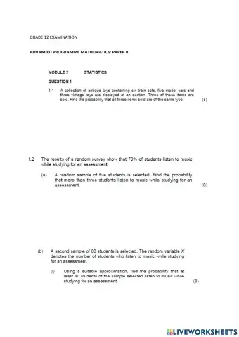 Higher Advance Math paper 2 part 1