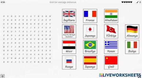 5 1.ünite ülkeler bulmaca