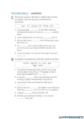 Vocabulary on Weather