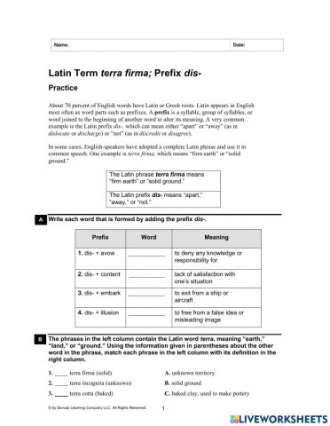 Dis and terra latin prefix