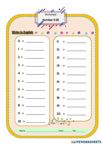 Number 0-20
