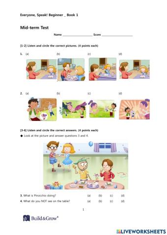 Beginner 1 mid term test