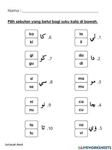 Suku kata terbuka jawi