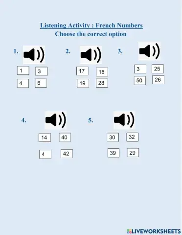 French Numbers listening