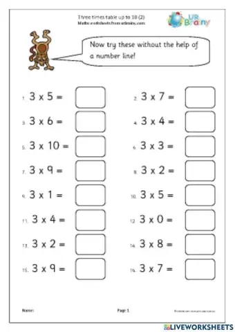 Multiply(time table)