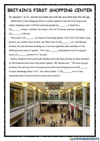 Shopping Center FCE Exercise